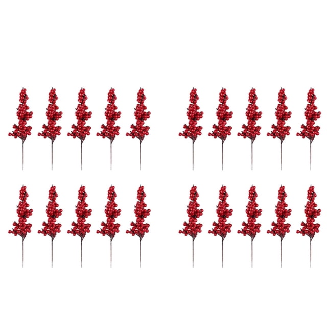 20 Piezas Ramas Decorativas de Bayas Rojas Artificiales con Bayas Rojas Ramas de Otoño Selecciones de Navidad de Bayas