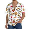thumbnail image 3 of Honeii 's Fast Food for men's short-sleeved button-up collared shirt featuring a pocket, perfect for beach vacations, and travel adventures., 3 of 5