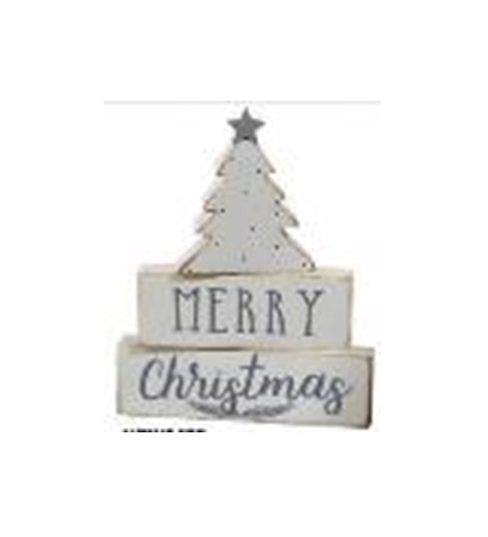 7" Wooden "Merry Christmas" Tabletop Block Decoration