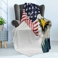 thumbnail image 4 of American Flag Soft Flannel Fleece Throw Blanket, USA Eagle Grunge Effect 4th of July Usa Country Independence Image, Cozy Plush for Indoor and Outdoor Use, 70" x 90", Multicolor, by Ambesonne, 4 of 5