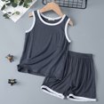 thumbnail image 4 of Kids Pajama Sets Boys Sleeveless Tank Top and Shorts Set Summer Sleepwear Loungewear Boys Pajama Shorts Size 12-14 Boys Pajama Shorts 10-12, 4 of 4