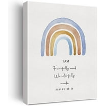 Inspirational Bible Verse Canvas Print Decor Watercolor Psalms 139 : 14 Scripture Christian Painting Posters 12”X15”Modern Home Decoration (Framed)