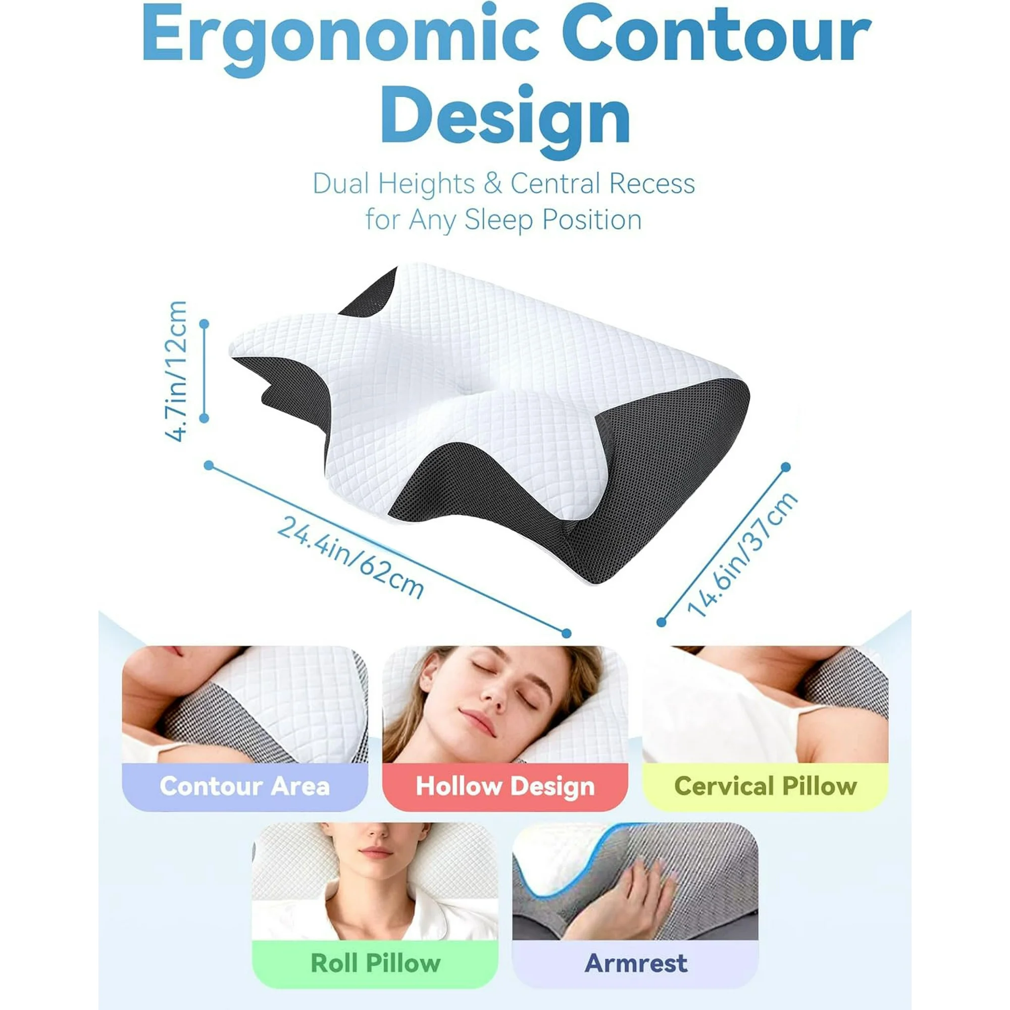 2026 New Upgrade Sleep Apnea Pillow, Ergonomic Contour Support Pillows, 2 in 1 Neck Support Pillow for Sleeping, Breathable Comfortable, for Side & Back Sleepers(Gray)