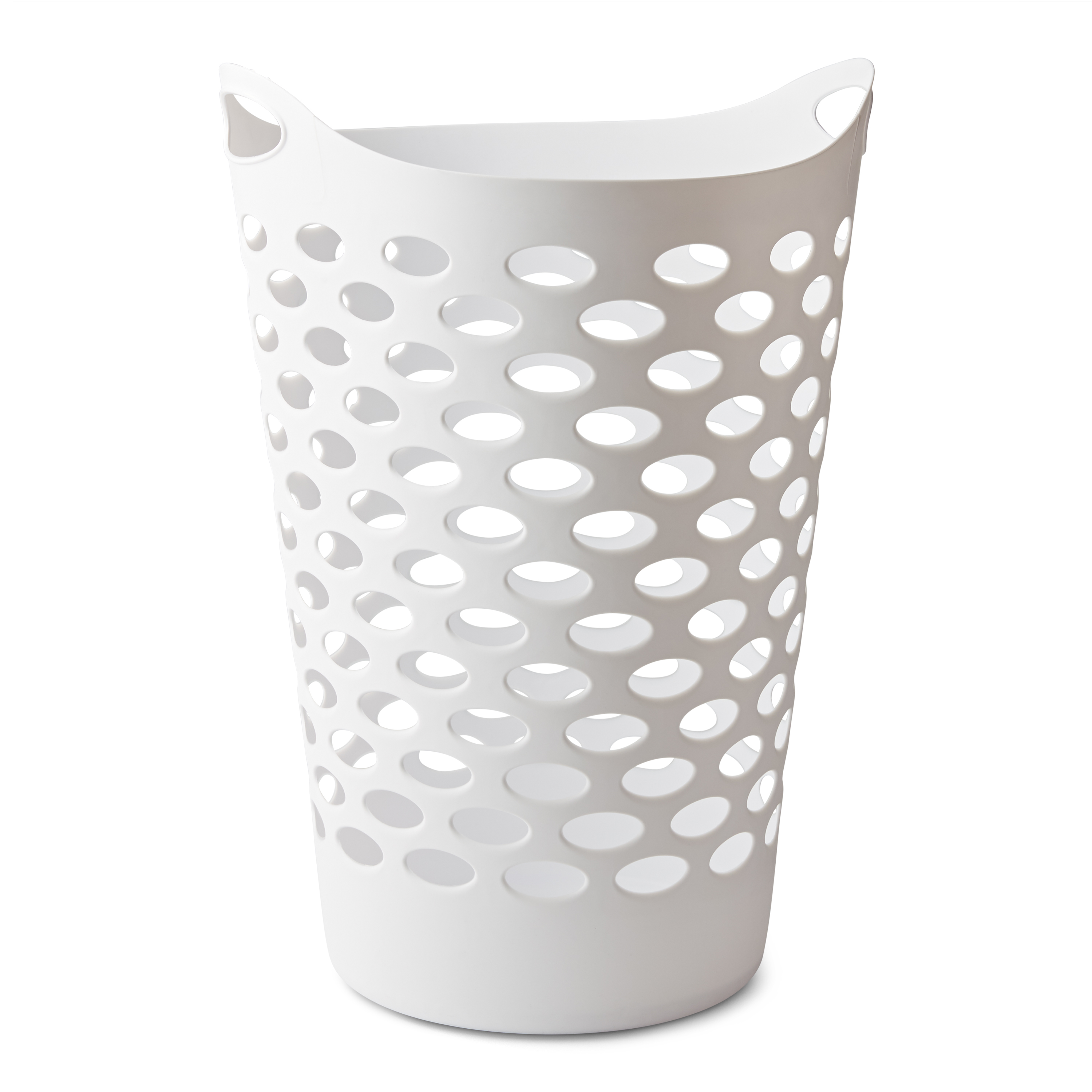 Mainstays Flexible Round Laundry Hamper, White Plastic