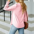thumbnail image 5 of Women Summer Tops Women's Tunic Tops Long Puff Sleeve Crew Neck Shirts Pleated Solid Tee Blouse Long Sleeve Sweater Bodysuit Comfy Tunics for Women Shirt Button Short Button up Shirts for Pink M, 5 of 5
