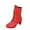 Red, variant on Lovzfmll Chelsea Boots Women, Plus Size Motorcycle Ankle Chunky Heel, Mid Heel Round Toe Military Leather Boots Casual Fall Red Boots