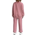 thumbnail image 2 of Conjunto Deportivo de Dos Piezas para Mujer: Sudadera y Pantalón Deportivo de Cuello Redondo Liso y Holgado, Conjunto de Jersey para Estar en Casa. Rosa XL, 2 of 5