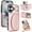 Rose Gold, variant on Kryonix for iPhone 17 Case Wallet, 360 ° Rotation Ring Kickstand, RFID Blocking Card Slots Holder, Magnetic Clasp Flip PU Leather Fashion Shockproof Cover,Beige/Pink/Black