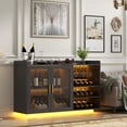 thumbnail image 4 of Wine Bar Cabinet with LED Lights, Floating Coffee Bar with Glass Rack and Removable Wine Racks, Modern Buffet Sideboard with Storage Shelves, Kithchen Bar with Glass Cabinet Doors, 4 of 6