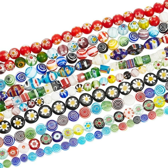 Perles en Verre Millefiori Faites à la Main Brins Formes Mixtes Couleurs Mixtes Trou 6-16mm : 1mm 15 Pouces-16 Pouces