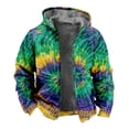 thumbnail image 6 of Tie Dye Fleece Lined Hoodies for Men Full Zip Heavyweight Thick Warm Jacket Coat Fall Winter Hooded Sweatshirt Yellow XXXL, 6 of 7