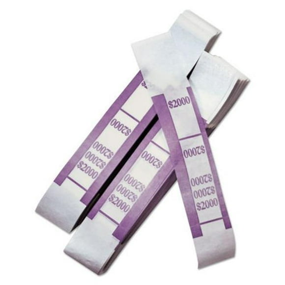 SecurIT 94190065 Dollar 20 Bill, 2000 Self-Adhesive Color-Coded Kraft Currency Straps - 1000 per Pack