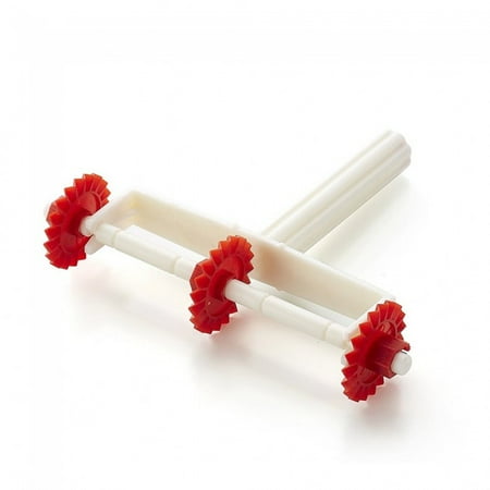 Pasta Wheel - Ovente Pastry and Pasta Cutter Bike with 3 Wheels, BPA-Free Ravioli Wheel, Adjustable, Lightweight, Red and White (ACPPA7100R)