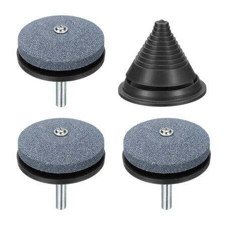 3pcs Lawn Mower Blade Sharpener with Plastic Backing and Black Blade Balancer, Black