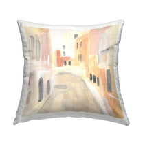 Stupell Industries Soft City Pathway Delicate Coastal European Buildings Global Yellow,18 x 7 x 18 Decorative Pillows