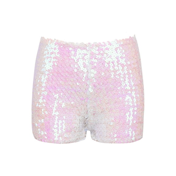 iiniim Kids Girls Shiny Sequins Dance Shorts Stage Performance Booty Boy-Cut Gymnastic Sports Hot Pants Colorful 7-8