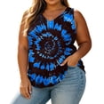 thumbnail image 2 of TEAJOPSUU Plus Size Summer Tank Tops for Women Tie Dye Printed Sleeveless V Neck Tank Tops Daily Vacation Beach Wear C-Navy, 2 of 8