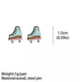 thumbnail image 3 of New Small Wood Badminton Roller Skate Bowling Stud Earrings Women Sports Jewelry, 3 of 8