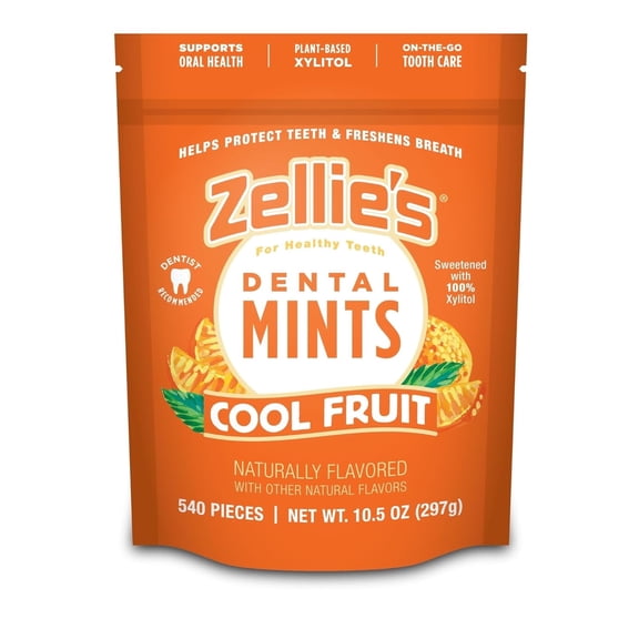 Zellies Xylitol Breath Mints, Cool Fruit Flavor, Single Pouch, 540 Count