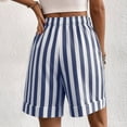 thumbnail image 4 of Garbnen Womens Shorts Linen Striped Drawstring Women Shorts Summer Beach Vacation Color Block Shorts Women with Pockets Blue S, 4 of 5