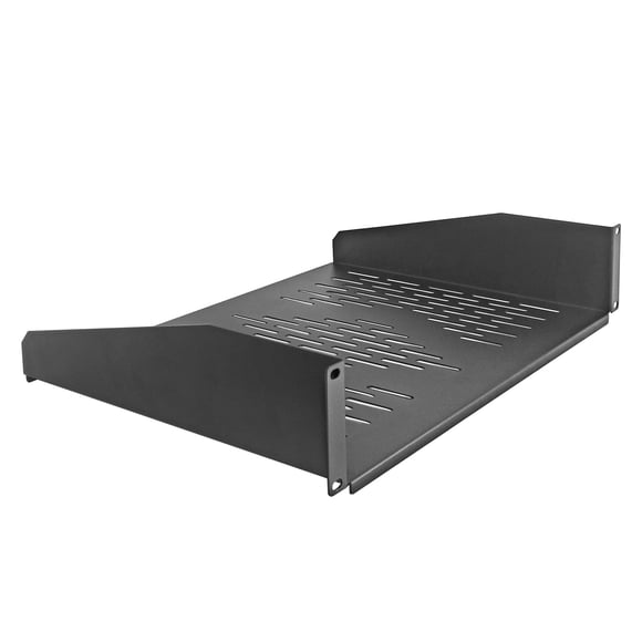 RIVECO 19” 2U Rack Shelf Server Cabinet Mount Vented Cantilever Tray for Network Equipment, 14 Inches 35 CM Depth, Black