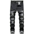 thumbnail image 1 of Tejiojio Men's and Big Men's Relaxed Fit Men's High-end Stretch Nostalgic Frayed Slim-fit Jeans, 1 of 7