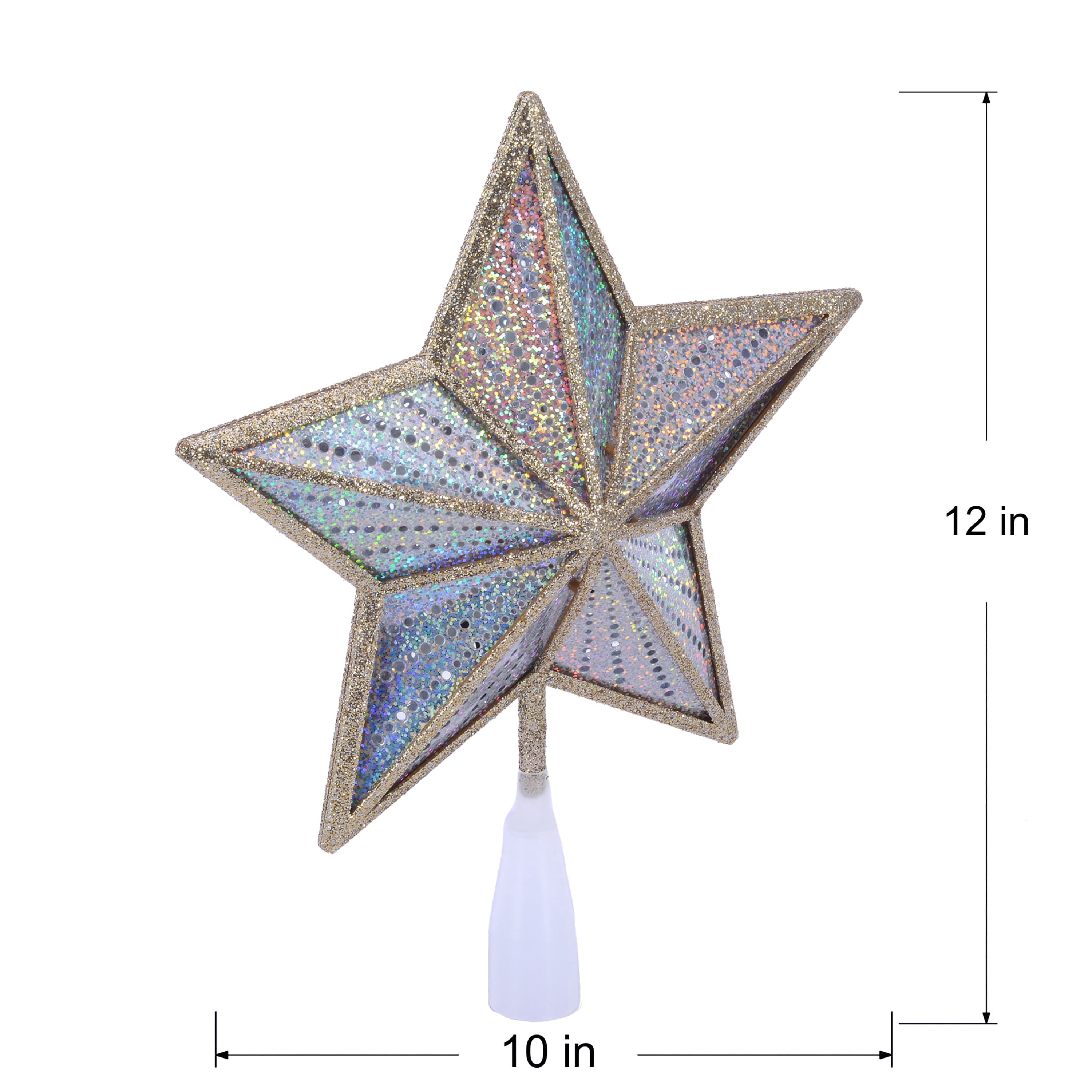 LED Star Christmas Tree Topper, Champagne Gold, 12", by Holiday Time