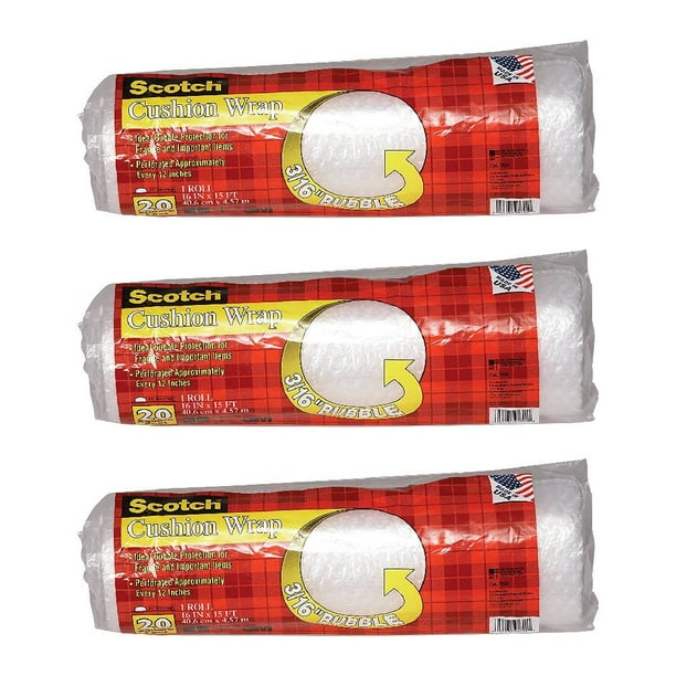 Scotch Cushion Bubble Wrap 7924 Shipping Perforated 16in W x 15ft L