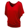 thumbnail image 4 of Mohiass Batwing Short Sleeve Dolman Tops for Women Plus Size Banded Bottom Fold Hem Top Casual Loose Flowy T Shirts Red S, 4 of 5