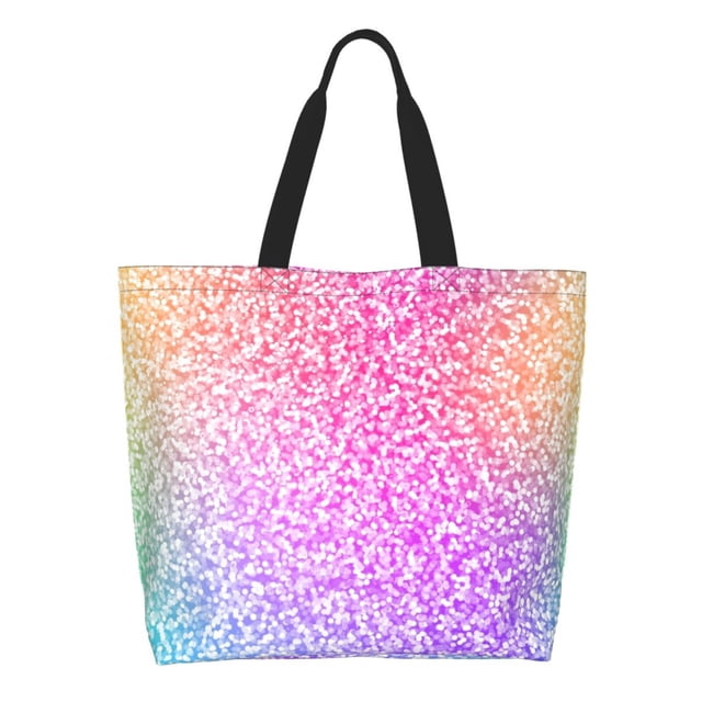 Balery Colorful Glitters Bolsa Tote Estilo Estético con Cremalleras, Bolsa de Hombro, Bolsa de Compras Grande y Plegable