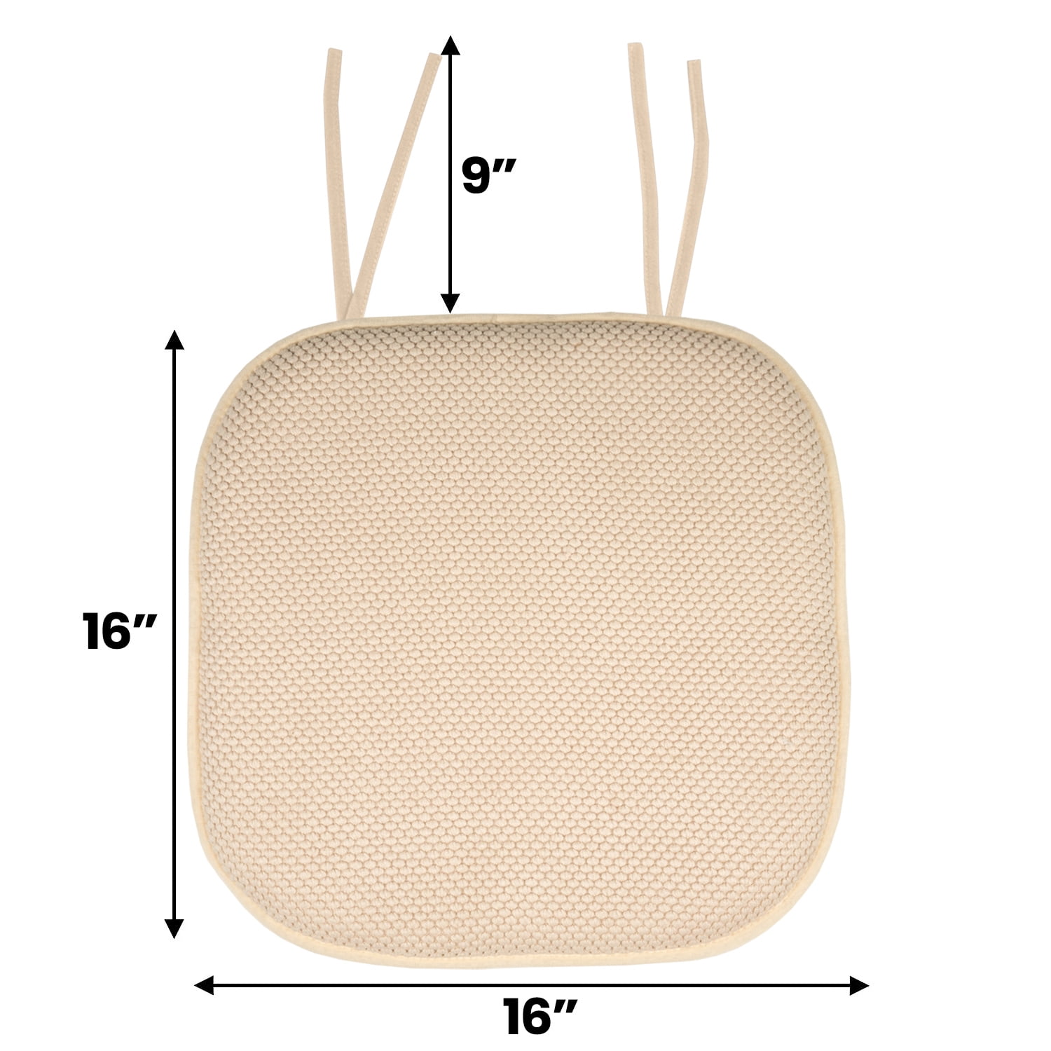 Sweet Home Collection 16" x 16" Beige Square Chair Pad Outdoor Seating Cushions (4 Pack)