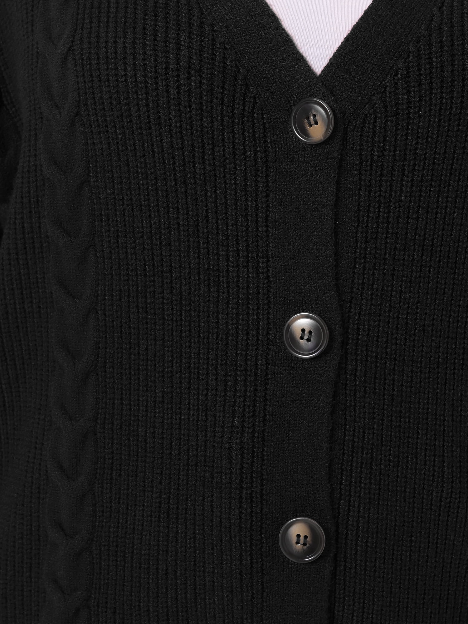 DARING DIVA Women's Plus V Neck Button Down Sweater Oversized Jacket 4X Black