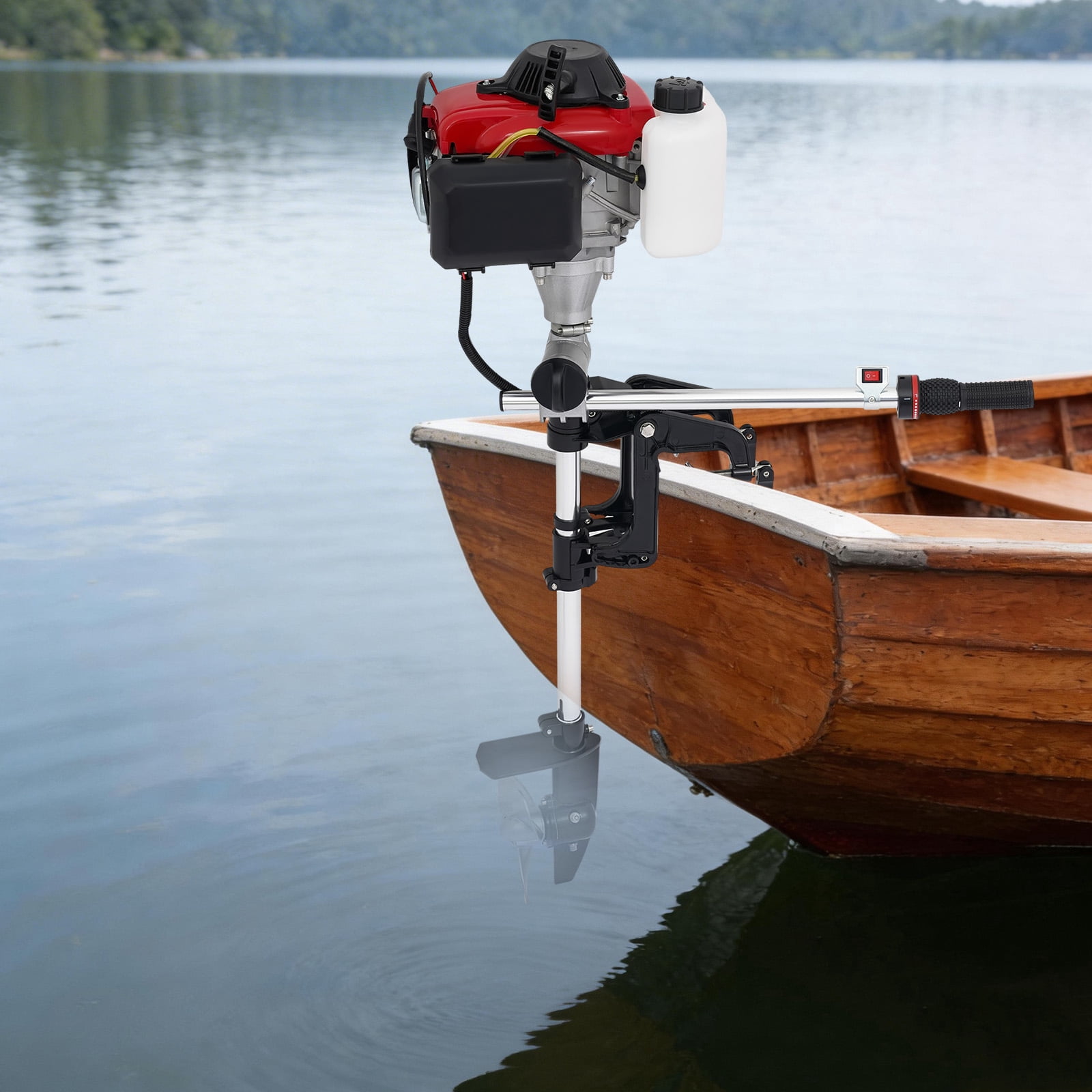 ToppiJoy 4HP 4 Stroke 53.2cc Heavy Duty Outboard Motor, Outboard Motor Boat Engine with Air Cooling System Manual Start Boat Engines for Kayak Canoe