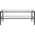Jumpluff Metal/Glass Rectangular Open Shelf Coffee Table, Distressed Black
