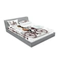 thumbnail image 2 of Ambesonne Teen Room Fitted Sheet & Pillow Sham Set, Young Girl in Paris, Full, Brown Chestnut Brown, 2 of 2