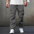 thumbnail image 2 of Men’s Elastic Waist Cargo Work Pants Casual Lightweight Wrinkle Free Outdoor Gym Sweatpants, 2 of 8