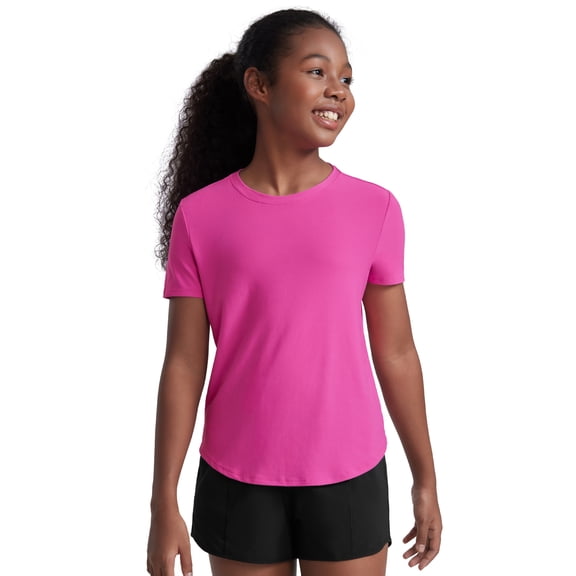 CRZ YOGA Girls Cloudweight Short Sleeve Athletic T Shirts Active Sports Casual Tees Side Slit Kids Teen