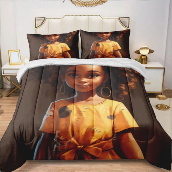 Cute Black African Girl (7) Comforter Set Bedding Set Duvet Set Set 3pcs Twin Size