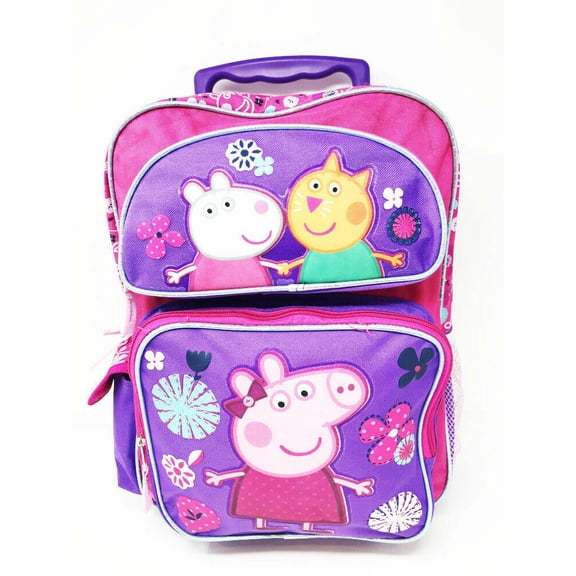 New Peppa Pig Purple Large Rolling Backpack