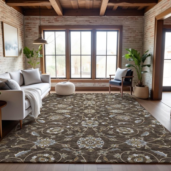 Addison Rugs Mayfield Premium Machine Washable Transitional Moroccan Chocolate Rectangle Rug, 10' x 14'