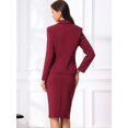 thumbnail image 3 of DARING DIVA 2Pcs Women's Long Sleeve Blazer Pencil Skirt Suit Set M Burgundy, 3 of 5
