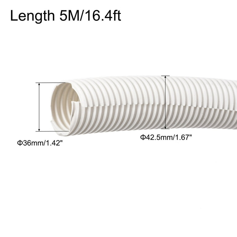 Split Wire Loom Tubing PE Corrugated Pipe Conduit 5M/16.4ft Length  36x42.5mm White for Wire Cable 