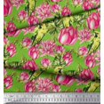 thumbnail image 3 of Soimoi polyester Crepe Fabric Parrot,Leaves & Lotus Floral Print Fabric by Yard 52 Inch Wide, 3 of 3