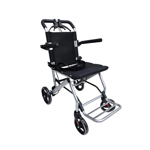 Silla de Ruedas de Traslado Premium | Frenos en Manubrio y Llantas Semi-Neumáticas | Alta Resistencia y Comodidad para Adultos, hasta 100Kg