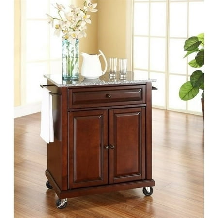 - Bowery Hill Solid Granite Top Kitchen Cart in Mahogany