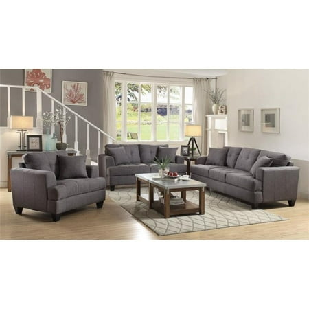 Coaster Samuel 3 Piece Sofa Set In Charcoal
