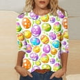 thumbnail image 2 of T Shirts for Women Plus Size 3/4 Sleeves Shirts Casual Print Blouse Round Neck Fashion Tops, 2 of 5