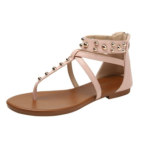

Ladies Shoes Fashion Flat Thong High Top Sandals Casual Strappy Bohemian Beach Sandals Sandals for Women Size Flat Flip Flop Sandals for Women