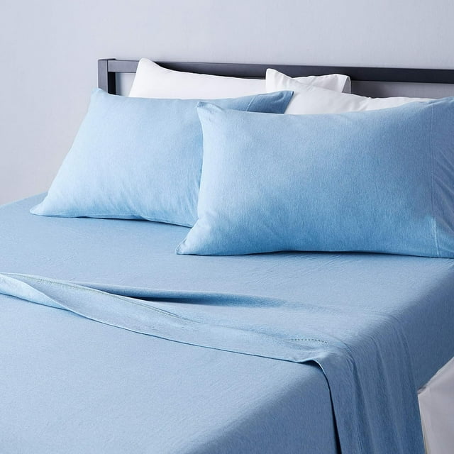 Cotton Jersey Piece Bed Sheet Set Queen Oatmeal Solid
