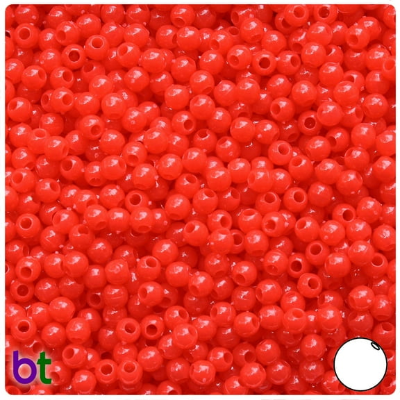 BeadTin Bright Red Opaque 4mm Round Plastic Beads (1000pcs)
